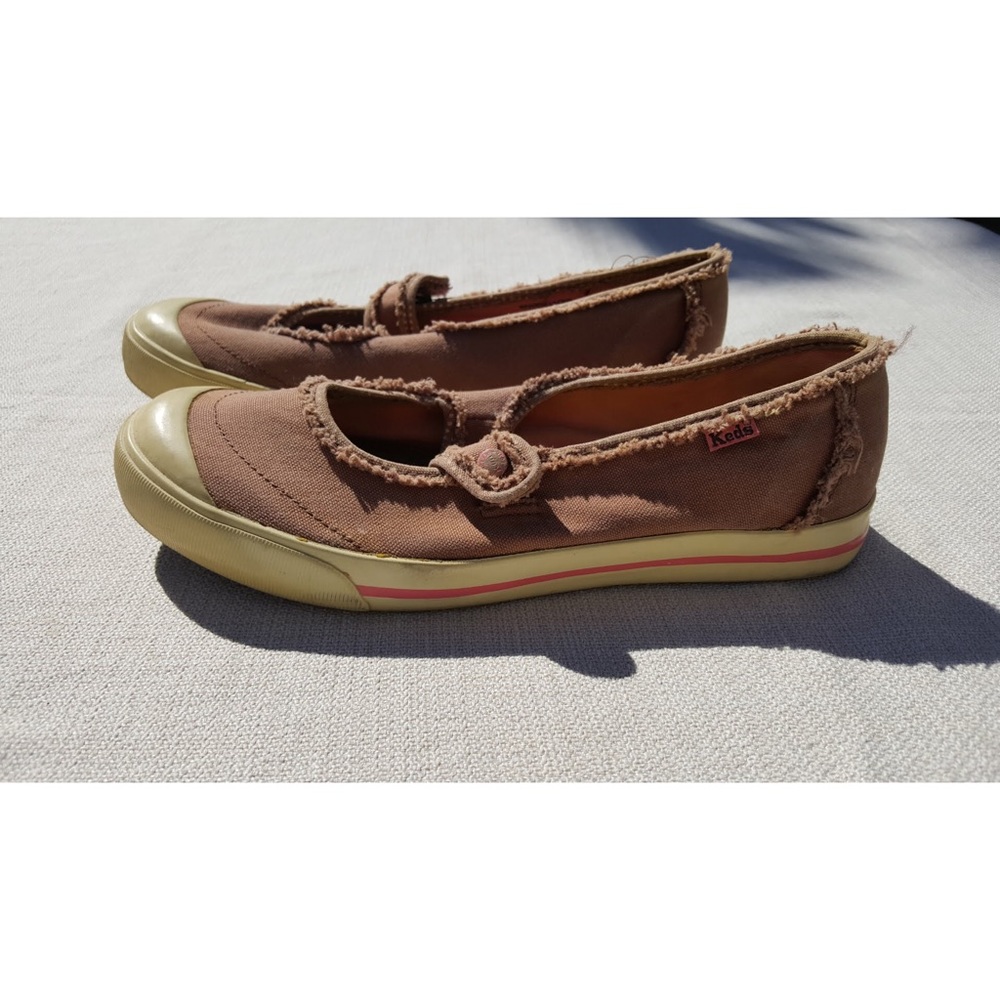 Ked's Brown Strap Casual Snap Strap Across Flats